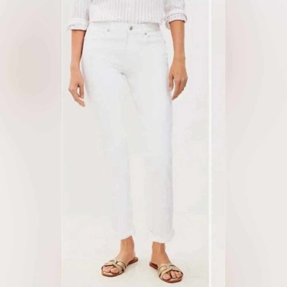 LOFT White Denim Straight-Leg Jeans